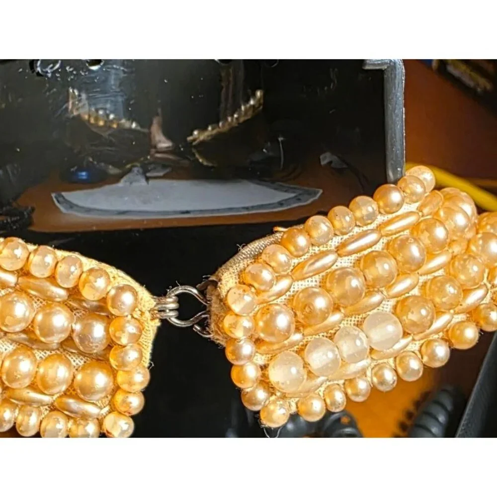 Vintage Necklace Pearl‎ Beaded Collar With Clasps1